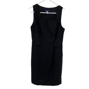 J Crew 100% Wool Black Double Breasted Trench Dress Size 6 Dark Academia